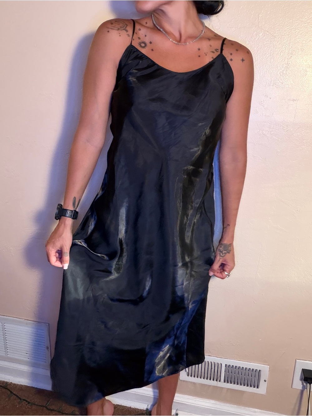 Victoria’s Secret Sheer Satin Slip Dress with Spaghetti Straps